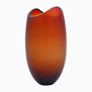 Murano Vase aus Milchglas in Bernsteinbraun