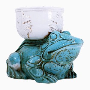 Großer Mid-Century Frosch Übertopf aus Keramik