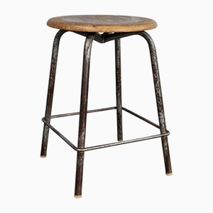 Vintage French Steel Stool, 1950s