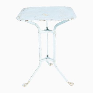 French Simple Light Blue Square Outdoor Metal Table, 1950s