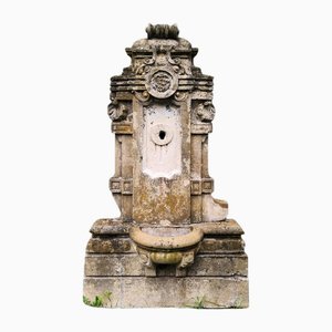 Italian Vertical Wall Fountain in Limestone, 1900s