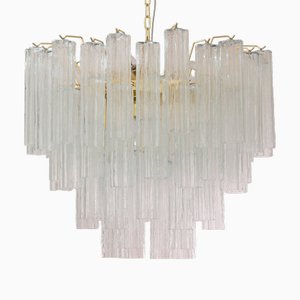 Lampadario Tronchi in vetro di Murano trasparente, anni '90