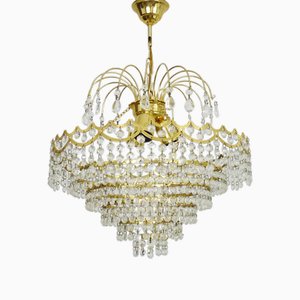 Chandelier in Brass Crown Ceiling Light, 6 Floors, 3 Lights, 1980s