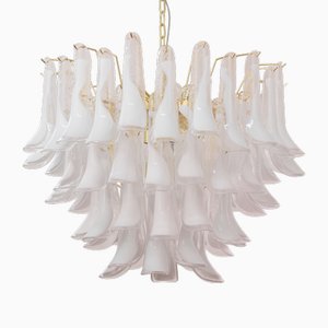 Murano White and Clear Glass Chandelier, 1990s