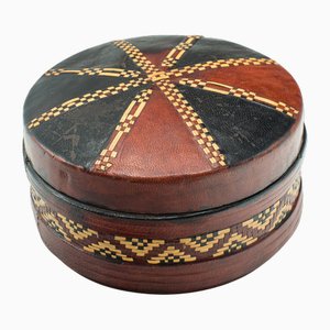 Small English Leather Desk Tin, 1890s