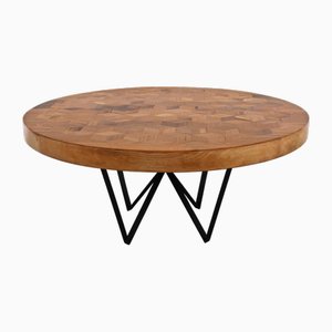 Maurits Round Marquetry Table in Reclaimed Oak with Black Metal Legs by Fred&Juul