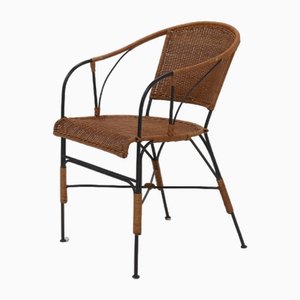 Wrought Iron and Rattan Side Chair, 1970s