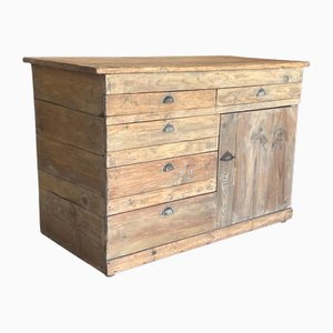 Spanischer Schrank aus gebleichtem Kiefernholz mit Schubladen und Tür, 1860er