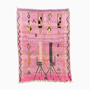 Moroccan Berber Rug in Pink with Geometric Tribal Patterns