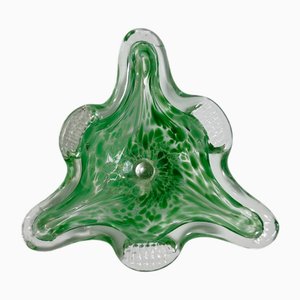Cenicero de Murano con triángulo moteado en verde pastel, años 70