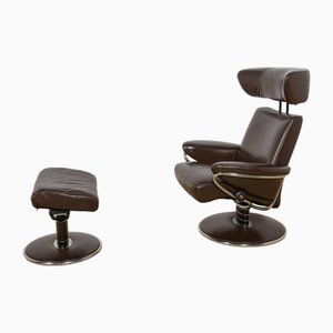 Fauteuil Ergonomique avec Ottomane de Ekornes Stressless, 2000s, Set de 2