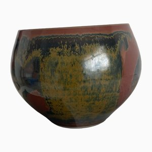 Studio Pottery Steingut Schale in Erdtönen von Andrew Crouch