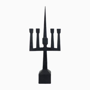 Brutalist Candelabra in Black Forged Steel, 1950s