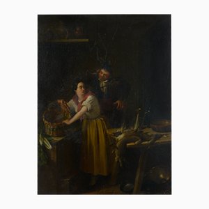 Scène de Cuisine de Genre, Début du 19ème Siècle, 1800s, Huile sur Panneau