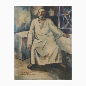Hamed Abdalla, Arab Gentleman, anni '50, Acquarello e carta