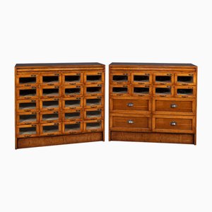 Vintage English Oak Haberdashery Drawers, 1920, Set of 2