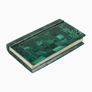 Boîte Victorienne Antique en Pierre de Malachite avec Échantillons de Minéraux Naturels, 1880