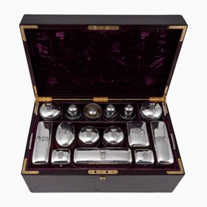 Trousse de Toilette Victorienne Antique en Argent, 1881, Set de 16