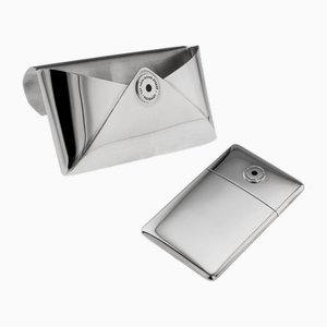 Silberner Vintage Kartenetui mit Briefumschlag und Tasche von Asprey & Co, 2006, 2er Set