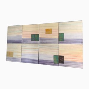 Panneaux Abstraits Polychromes Irisés en Métal, 1980s, Set de 8