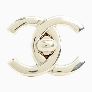 SS1996 CC Large Silver CC Turnlock Brooch by Chanel