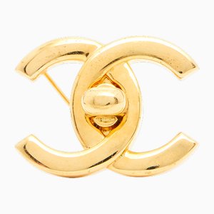 SS1996 CC Large Golden CC Turnlock Brooch by Chanel