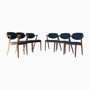Teak Model 42 Chairs by Kai Kristiansen for Schou Andersen, Set of 6