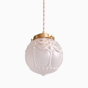 Lampe à Suspension Art Déco en Verre Satiné, 1930s
