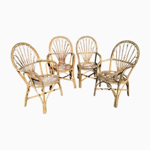 Vintage Rattan Armchairs, 1970s, Set of 4