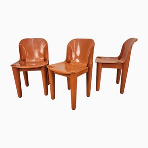 Sillas apilables de plástico naranja de la colección Casa 70 de Albaplast para Dal Vera, años 70. Juego de 3