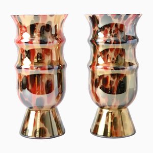 Art Deco Spatter Glass Vases, 1930s, Set of 2