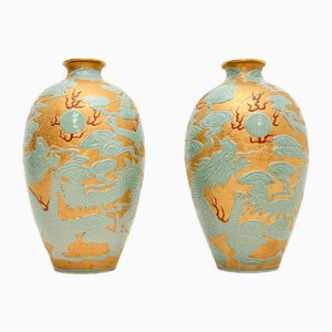 Vintage Chinese Ceramic Vases, 1950, Set of 2