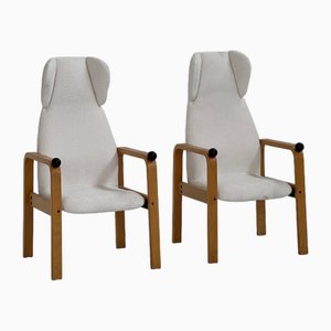 Sessel aus Holz & Stoff, 1970er, 2er Set