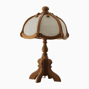 Wooden Table & Glass Lamp from Asmuth Leuchten
