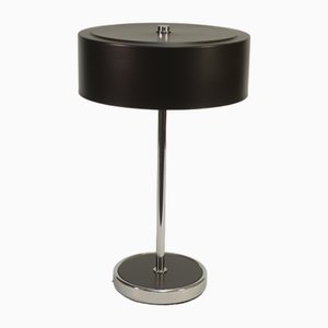 Desk Lamp with Chrome Metal, Black Lacquered Lampshade, 1970s