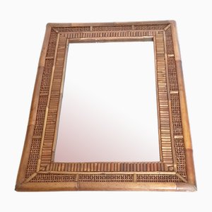 Miroir 20ème Siècle en Bambou en Rotin, Italie, 1950s