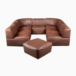 DS-15 Modular Sofa in Brown Leather from De Sede, 1970s, Set of 8