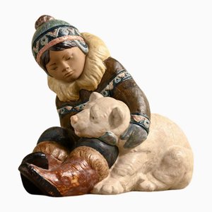 Garçon Jouant avec un Ourson de Lladro, 1978