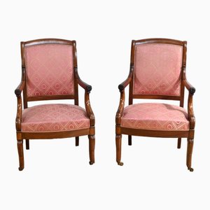 Fauteuils Antiques en Acajou, Set de 2