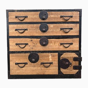 Mueble de almacenamiento Tansu tradicional japonés, década de 1890