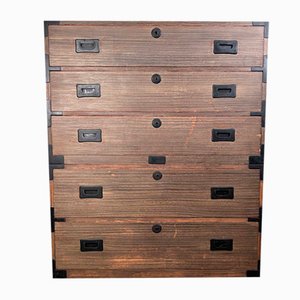 Cajonera japonesa de kimono Paulownia Tansu, años 60