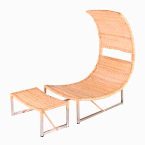 Set of Rattan and Metal Chairs