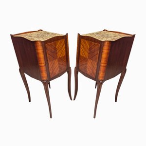 Louis XV Style Bedside Tables in Marquetry, Set of 2