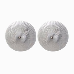 Vintage Round Murano Glass Ceiling Lights, 1970s, Set of 2