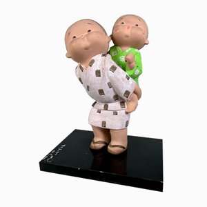 Vintage Hakata Figur Spielende Kinder aus Keramik & Ton, Japan, 1970er