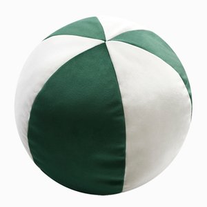 Coussin Ball en Velours Vert et Blanc par Lo Decor
