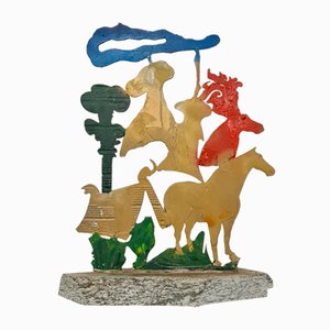 Sculpture in Metal & Stone by Ezio Gribaudo, 1990s