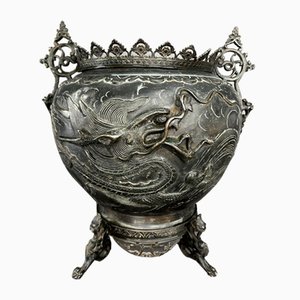 Bronze Blumentopf, Japan, 1890er