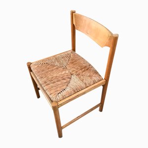 Scandinavian Oak and Rattan Dining Chairs, 1970s, Set of 5