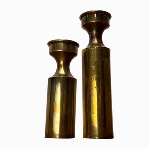 Dänische Mid-Century Messing Kerzenhalter von Boyes Metalkunst, 1960er, 2er Set